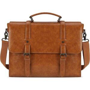 Mens Messenger Bag Vintage 15.6 Inch Waterproof Leather Laptop Briefcase Satchel
